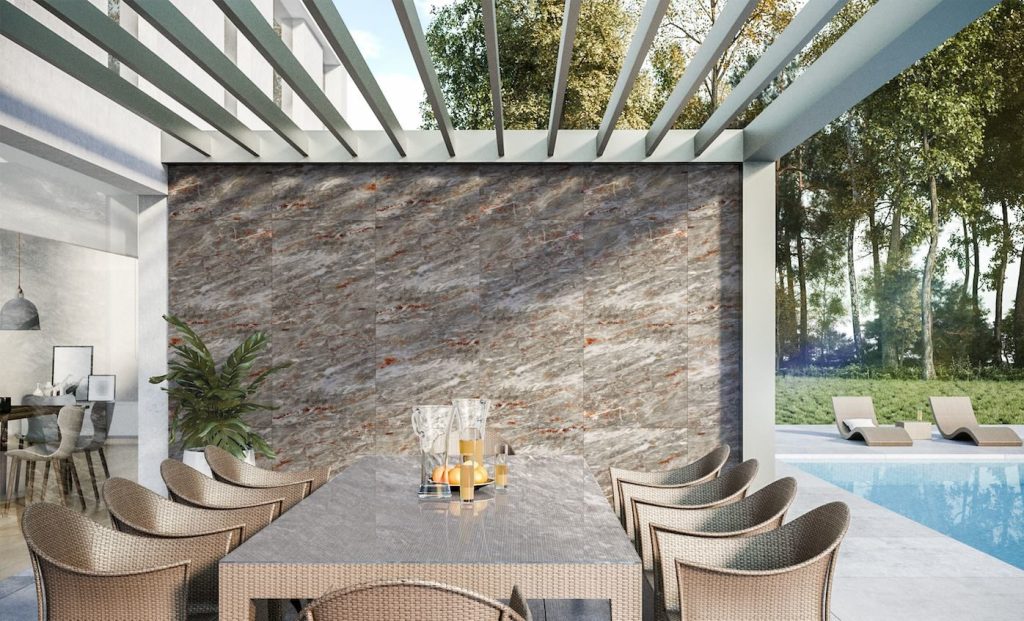 Terraza decorada con paneles 3D